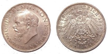 Bavaria Ludwig III 1914 3 mark